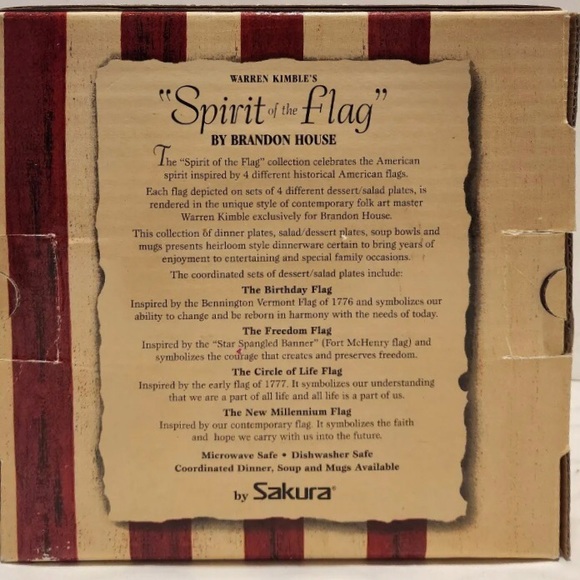 SAKURA Spirit of the Flag by Warren Kimble Set of 4 Ceramic Salad/Dessert Plates - Picture 9 of 11